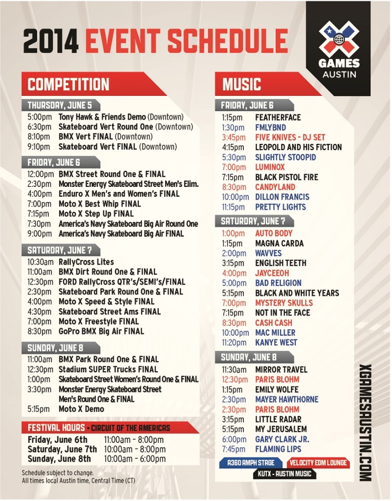 X Games Schedule Card 5-page-0